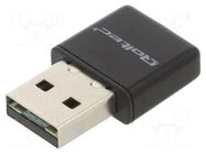 PC extension card: WiFi network; USB A plug; USB 2.0; black QOLTEC