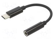Cable; USB 3.1; Jack 3.5mm socket,USB C plug; 0.12m; black SAVIO