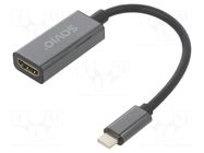 Adapter; HDMI socket,USB C plug; 4K,UHD 2160p; 0.15m; black SAVIO