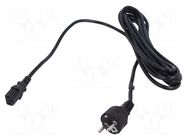 Cable; 3x1mm2; CEE 7/7 (E/F) plug,IEC C13 female; PVC; 5m; black POS