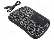 Keyboard; black; USB C; wireless; RGB,touchpad,with LED; 10m SAVIO
