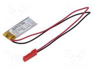 Re-battery: Li-Po; 3.7V; 110mAh; cables,JST SYP-02T-1 socket AKYGA BATTERY