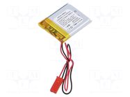 Re-battery: Li-Po; 3.7V; 400mAh; cables,JST SYP-02T-1 socket AKYGA BATTERY