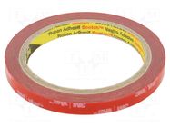 Tape: fixing; W: 9mm; L: 5.5m; Thk: 0.4mm; acrylic; grey; 31N/cm 3M