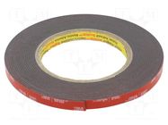 Tape: fixing; W: 9mm; L: 5.5m; Thk: 1.6mm; acrylic; black 3M