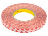 Tape: fixing; W: 15mm; L: 50m; Thk: 0.2mm; double-sided; transparent 3M