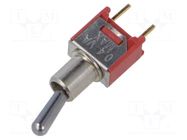 Switch: toggle; Pos: 2; SPDT; ON-OFF; 0.1A; Leads: for soldering TE Connectivity