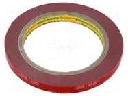 Tape: fixing; W: 9mm; L: 5.5m; Thk: 0.6mm; acrylic; grey; 36N/cm 3M