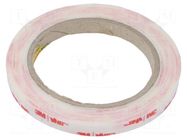 Tape: fixing; W: 9mm; L: 5.5m; Thk: 0.6mm; acrylic; white; -35÷90°C 3M