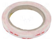 Tape: fixing; W: 9mm; L: 5.5m; Thk: 0.6mm; acrylic; white; -35÷90°C 3M