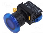 Switch: push-button; 22mm; Stabl.pos: 1; NO; blue; LED; IP65; YW IDEC