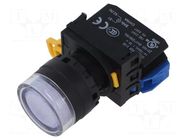 Switch: push-button; 22mm; Stabl.pos: 1; NO; white; LED; IP65; YW IDEC