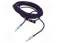 Cable; Jack 3.5mm 3pin plug,both sides; 5m; Plating: gold-plated VENTION