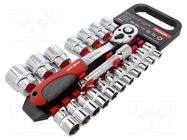 Wrench-set; 6-angles,socket spanner; 20pcs. PROLINE