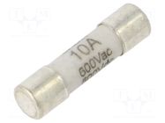 Fuse: fuse; 10A; 500VAC; time-lag; ceramic,cylindrical; 5x20mm BEL FUSE