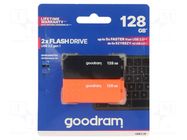 Pendrive; USB 3.2; 128GB; R: 60MB/s; W: 20MB/s; black,orange; USB A GOODRAM