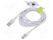 Cable; USB 2.0; Apple Lightning plug,USB A plug; 3m; white; 60W GOOBAY