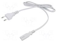 Cable; 2x0.5mm2; CEE 7/16 (C) plug,IEC C7 female; PVC; 1.2m; 2.5A POS