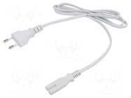Cable; 2x0.5mm2; CEE 7/16 (C) plug,IEC C7 female; PVC; 1.2m; 2.5A POS