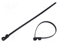 Cable tie; with fixing lugs; L: 200mm; W: 4.6mm; black; polyamide TIE10