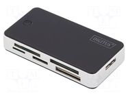 Card reader: memory; USB B micro socket; USB 3.0; black,silver DIGITUS