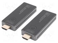 HDMI extender; HDMI plug,USB C socket; ABS; 30m; 2.4/5GHz DIGITUS