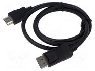 Cable; DisplayPort plug,HDMI plug; PVC; 1m; black; 28AWG GEMBIRD