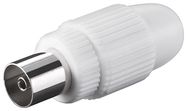 Coaxial Coupling with Screw Fixing, white - screwable plastic coaxial plug