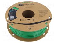 Filament: PET-G; 1.75mm; green; 230÷240°C; 1kg; Table temp: 70÷80°C POLYMAKER