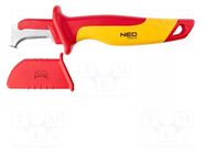 Knife; for electricians; semicircular,with guide shoe; 180mm NEO TOOLS