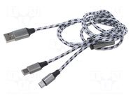 Cable; High Speed,USB 2.0; nickel plated; 1.2m; white; textile LOGILINK