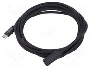 Cable; High Speed,USB 2.0; USB C socket,USB C plug; 3m; black LOGILINK