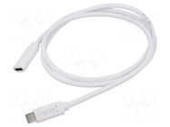 Cable; High Speed,USB 2.0; USB C socket,USB C plug; 1m; white LOGILINK