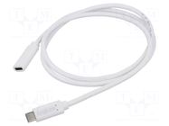 Cable; High Speed,USB 2.0; USB C socket,USB C plug; 1m; white LOGILINK