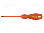 Screwdriver; insulated; Pozidriv®; PZ1; Blade length: 80mm; 1kVAC NEO TOOLS