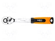 Rattle; 3/8"; with switch; 195mm; Teeth: 72 NEO TOOLS