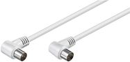 Angled Antenna Cable (<70 dB), Double Shielded, 1.5 m, white - coaxial plug 90° > coaxial socket 90°