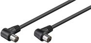 Angled Antenna Cable (<70 dB), Double Shielded, 2.5 m, black - coaxial plug 90° > coaxial socket 90°
