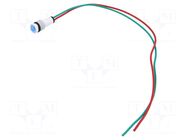 Indicator: LED; prominent; blue; 24VDC; 24VAC; Ø10mm; cables; 300mm POLAM-ELTA