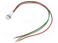 Indicator: LED; prominent; red/green; 24VDC; 24VAC; Ø10mm; cables POLAM-ELTA