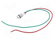 Indicator: LED; prominent; white; 24VDC; 24VAC; Ø10mm; cables; 300mm POLAM-ELTA