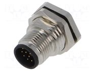 Connector: M12; socket; male; 1.5A; 30V; PIN: 12; IP67; straight; THT LUTRONIC