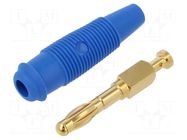 Connector: 4mm banana; plug; 32A; 60VDC; blue; non-insulated; 3mΩ HIRSCHMANN T&M