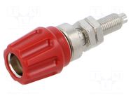 Connector: 4mm banana; socket; 30VAC; 60VDC; 63A; red; soldered,M6 HIRSCHMANN T&M