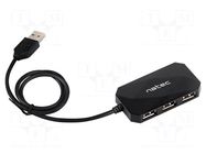 Hub USB; USB A socket x4,USB A plug; USB 2.0; PnP; black; 480Mbps NATEC