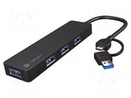 Hub USB; USB A socket x4,USB A plug,USB C socket,USB C plug NATEC