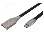 Cable; USB 2.0; USB A plug,USB C plug; nickel plated; 1m; black NATEC