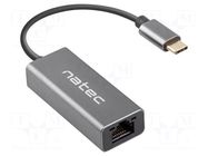 USB to Ethernet adapter; RJ45 socket,USB C plug; USB 3.1; grey NATEC