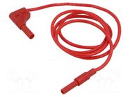 Test lead; 32A; banana socket 4mm,angular banana plug 4mm; red HIRSCHMANN T&M