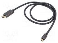 Cable; HDMI plug,USB C plug; textile; HDCP 2.2,HDMI 2.0,USB 3.1 GOOBAY